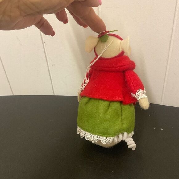 RAZ Imports MICE Felt Christmas Mouse Decor figurine 7" Tall Red Green Outfit A - Picture 4 of 8